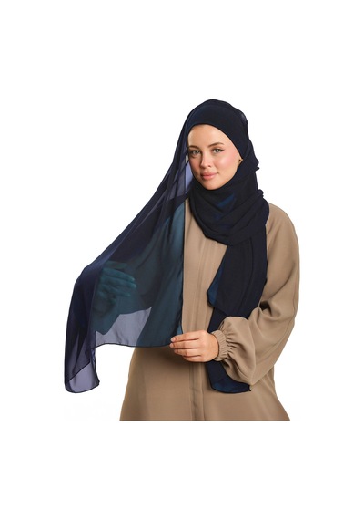 Hürrem Bone Lacivert Pratik Hazır Geçmeli Bone Şal Şifon Düz 2506 02 lacivert