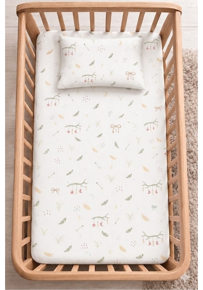 %100 Pamuk Lastikli Bebek Çarşafı + Yastık Kılıfı Park Yatak 60x120 70x110 70x120 Uyumlu Dal