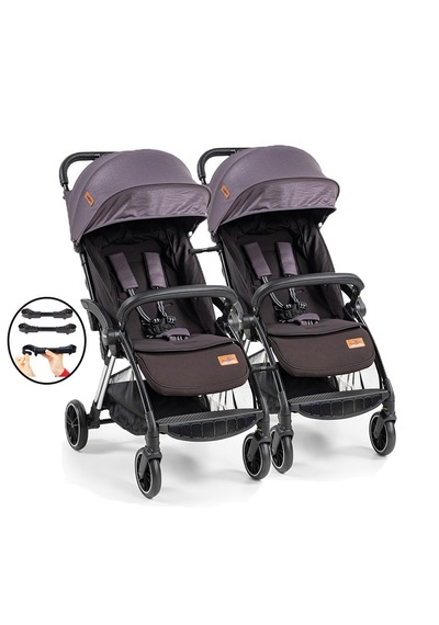 Baby2go Tulipa Cabin Otomatik Katlanan İkiz / Siyah Gri
