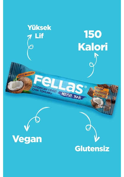 Fellas Meyve Bar 40 G Süper İkili Kutu 24 Adet - Antep Fıstıklı X 12 Adet + Hindistan Cevizli X 12 Adet Fellas Meyve Bar 40 G Süper İkili Kutu 24 Adet - Antep Fıstıklı X 12 Adet + Hindistan Cevizli X 12 Adet