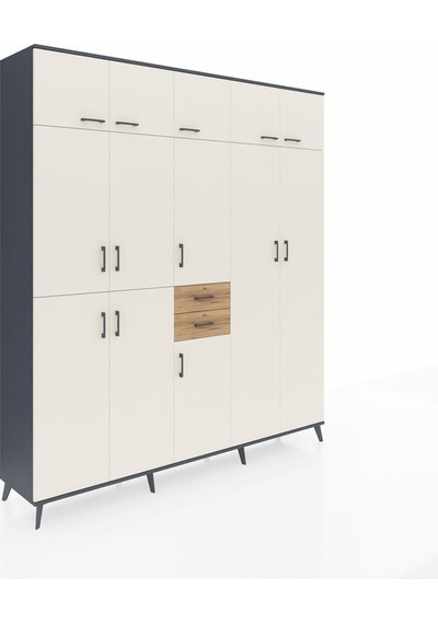 Hyperion Dolap 10 Raflı 2 Çekmeceli 3 Askılı 220x44x243 Antrasit-aytaşı/çam Çok Renkli Hyperion Dolap 10 Raflı 2 Çekmeceli 3 Askılı 220x44x243 Antrasit-aytaşı/çam Çok Renkli