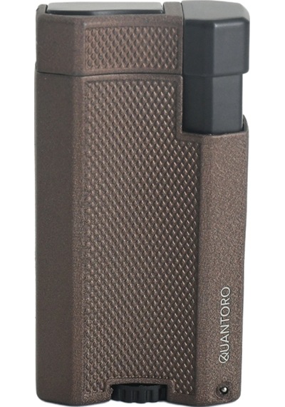 Quantoro Çift Torch Pürmüz Kahverengi Metal Puro Çakmağı - Trz1081