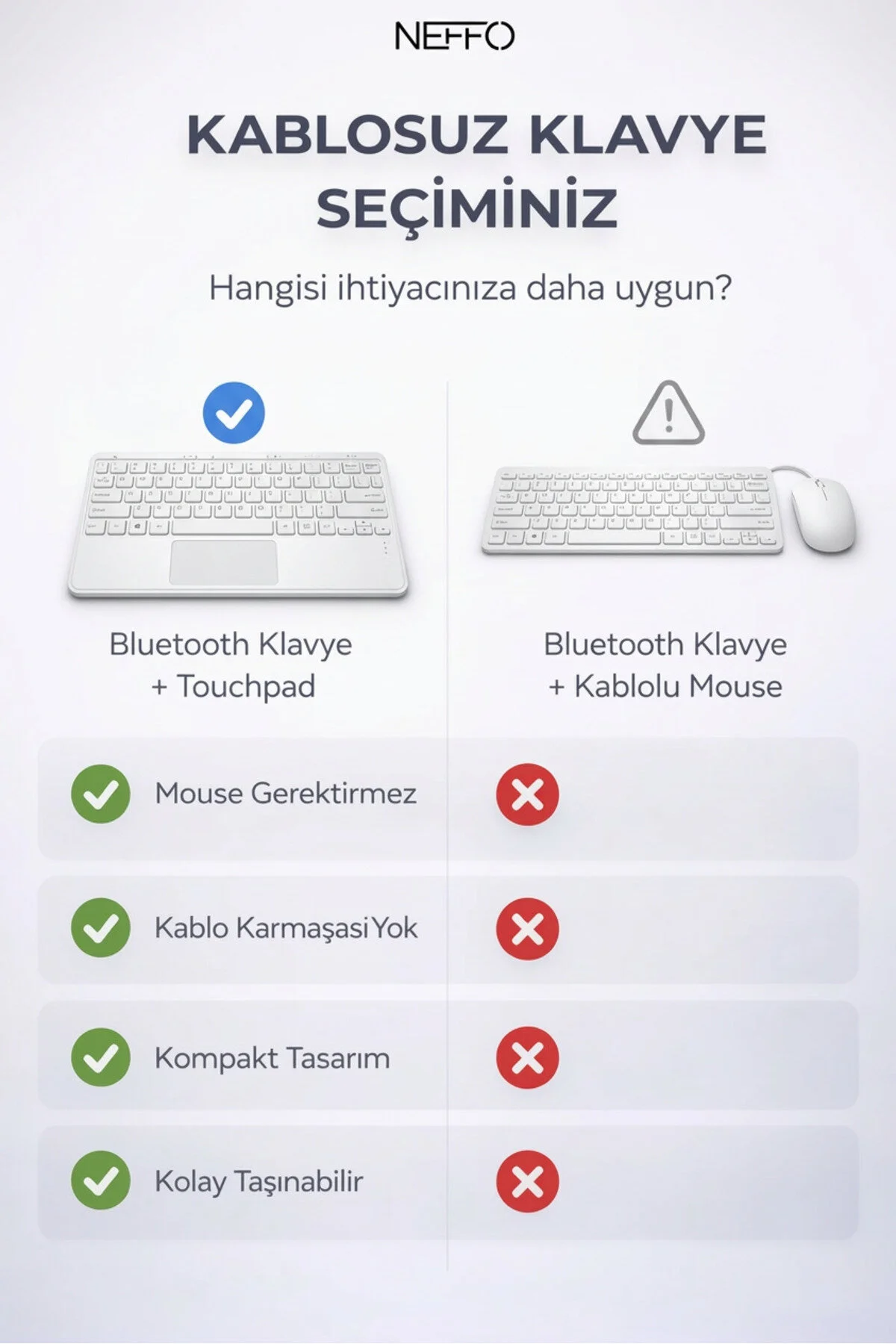 Touchpadli Kablosuz Klavye Sessiz Tuş Bilgisayar Tablet