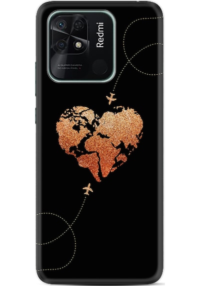 Xiaomi Redmi 10C Kılıf Silikon Desen Özel Seri Plane Heart 1721