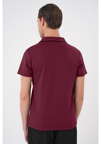 Efor Comfort Fit Polo Yaka Esnek Pamuk Casual Bordo Tişört Ts 886 Bordo