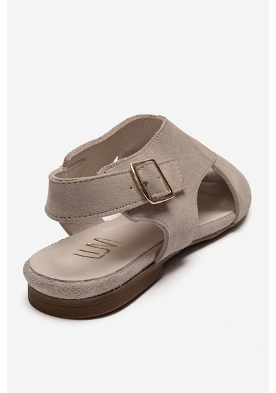 Luvishoes Monaro Bej Süet Hakiki Deri Kadın Sandalet