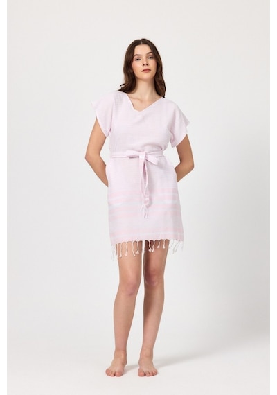 Mulberry Katya Plaj Elbisesi Tunik Pareo %100 Pamuk Pembe
