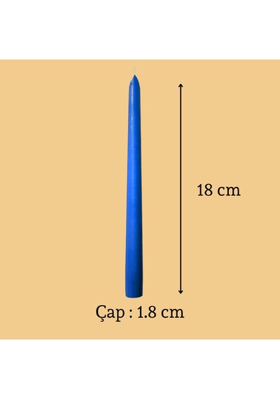 6 Lı Kısa Mavi Konik Şamdan Mum Yükseklik 18 Cm Mavi