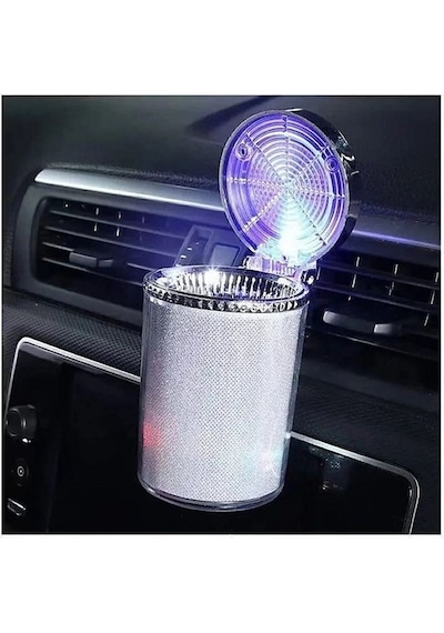 Oto Küllük Renkli Işıltılı Rgb Araç İçi Led Küllük 7 Işıklı Black