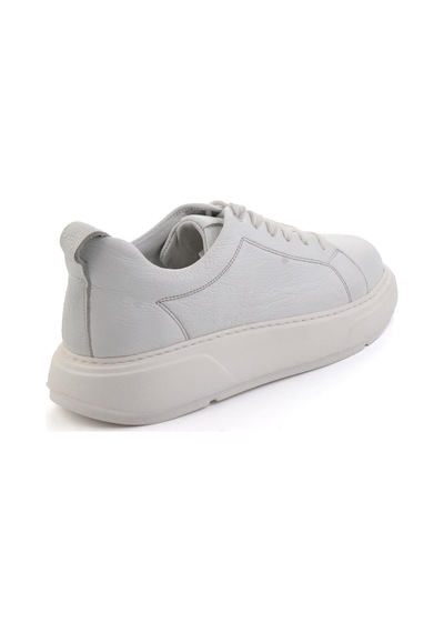 Beyaz Hakiki Deri Erkek Sneaker E01089006803 Beyaz