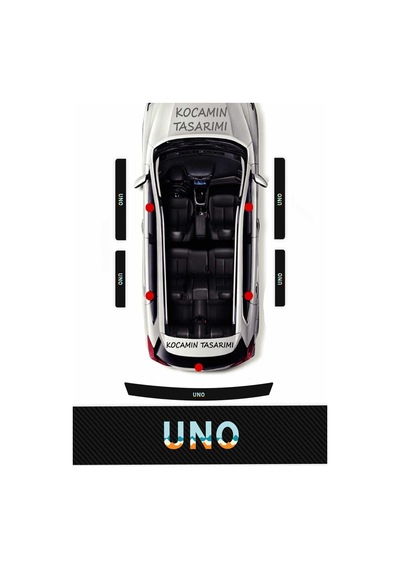 Premium Karbon Fiat Uno Kapı Eşiği Koruma Seti 5 Parça Dayanıklı Renkli Baskılı