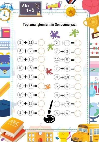 İşlemlerle Matematik Yaz-sil Kitabı Okul Öncesi Ve 1-2-3. Sınıfl