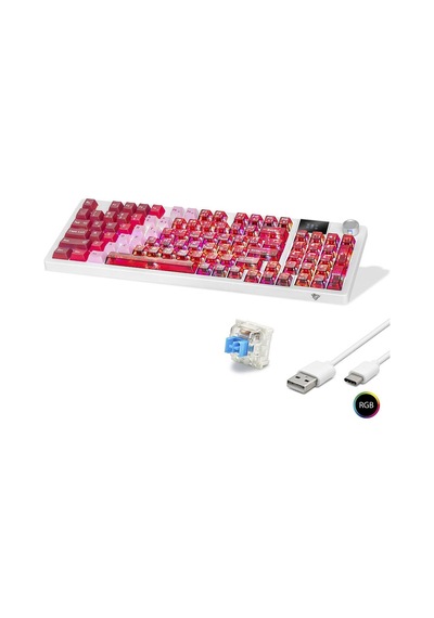 Kablosuz Mekanik Klavye Rgb Blue Switch 95 Tuş - Kırmızı Beyaz Mf1705r Evimdeyokyok