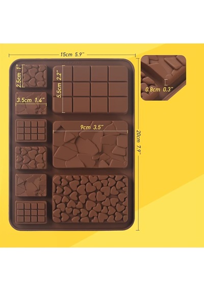 Silikon Mini Tablet Çikolata Kalıbı 9 Bölmeli Mini Tablet Çikolata Kalıbı Kahverengi