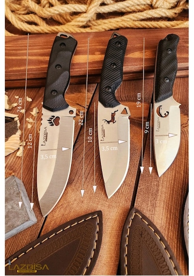 Lazbisa Outdoor Piknik Kamp Bıçağı Bıçak Kılıflı Mutfak Bıçağı Çakısı Siyah