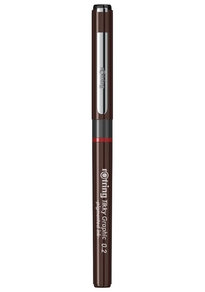 Ayrex Tikky Graphic Keçe Uçlu Teknik Çizim Kalemi, 0,2 Mm, Siyah Mürekkep