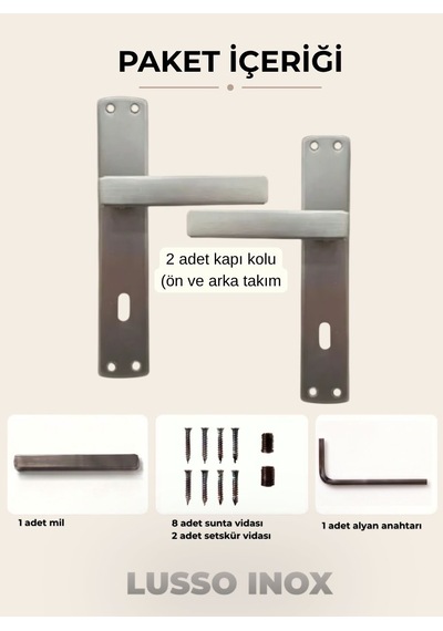 Lusso Inox Aynalı Kapı Kolu Lüks Oda Kapı Kolu