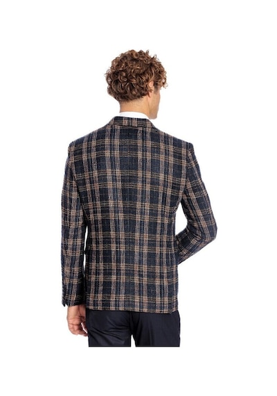 Wessi Ekose Desen Slim Fit Lacivert Erkek Ceket - Wessi Lacivert