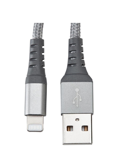 Omars MFI Sertifikalı USB to Lightning iPhone / Apple Uyumlu iPad  Hızlı Şarj ve Data Kablosu 1 Metre Gri