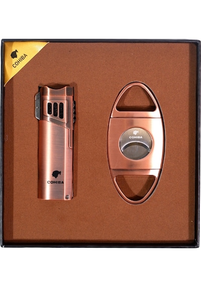 Cohiba Çakmak Kesici İkili Bronz Puro Seti - Tr9108