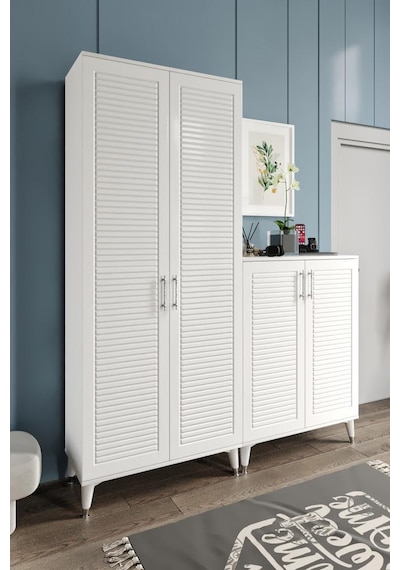 Panjurlu Metal Kulp Ask4190 Ayakkabılık Portmanto Vestiyer Beyaz Gümüş Beyaz - Gümüş Panjurlu Metal Kulp Ask4190 Ayakkabılık Portmanto Vestiyer Beyaz Gümüş Beyaz - Gümüş