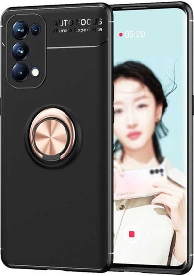 Oppo Reno 5 Pro 5g Kılıf Zore Ravel Silikon Kapak Siyah-Rose Gold