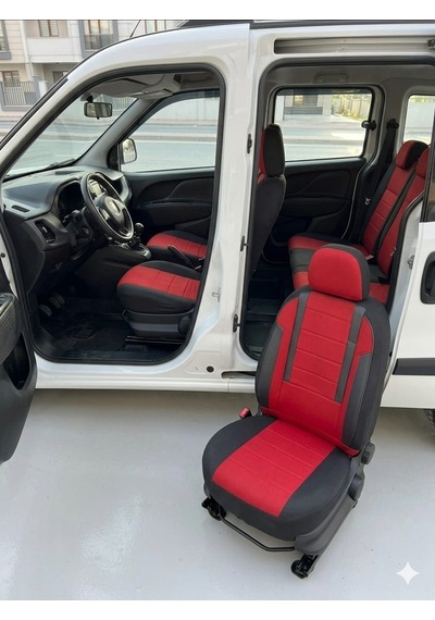 Favori Serisi Kırmızı Renault Express İle Uyumlu Tam Set Oto Koltuk Kılıfı Arka Koltuk 2+1