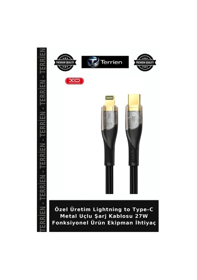Özel Üretim Lightning To Type-c Metal Uçlu Şarj Kablosu 27w Fonksiyonel Ürün Ekipman İhtiyaç