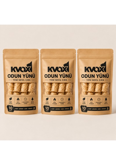 Kvox Odun Yünü - Yeni Nesil Çıra 3 Paket