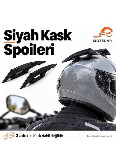 Motenar Siyah Motosiklet Kask Spoileri Yapışkanlı 2 Adet