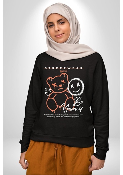 Yükseliş İçin Kendin Ol Unisex Siyah Sweatshirt Siyah