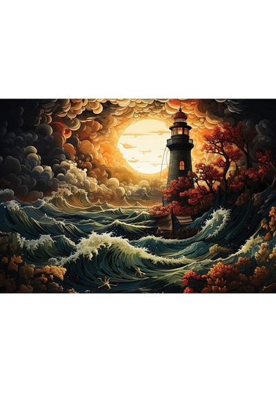 Fırtınada Deniz Feneri 1500 Parça Puzzle