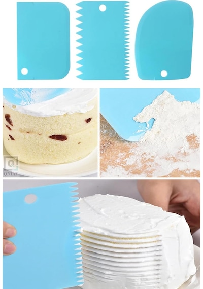 Tr 3lü Set Hamur Kesme Ve Kazıma Aparatı Hamur Pasta Börek Kek Çörek Şekillendirici Kesici Kazıyıcı Set Genel