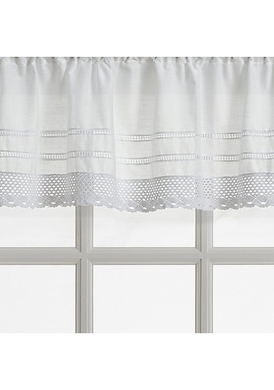 Chf & You Beyaz Kroşe Kafe Mutfak Perdesi Pencere Valance, Çubuk Cep, 132 G X 44 U İnç, 1 Valance
