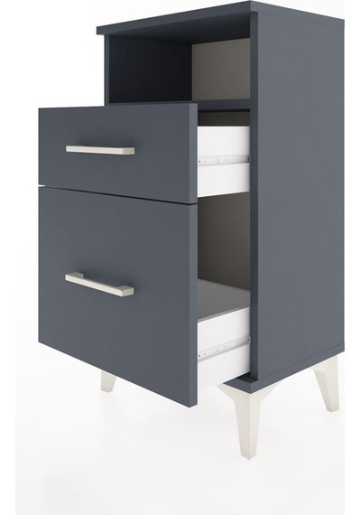 Arges Komodin Tek Raflı 2 Çekmeceli 44x30x80 Antrasit-antrasit Antrasit