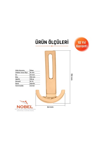 Palmiye Lüks Portmanto Askı, Metal, Vestiyer Askı, 158 Gr, Dolap Askılık, Duvar Askılığı, Albrifin Vidalı