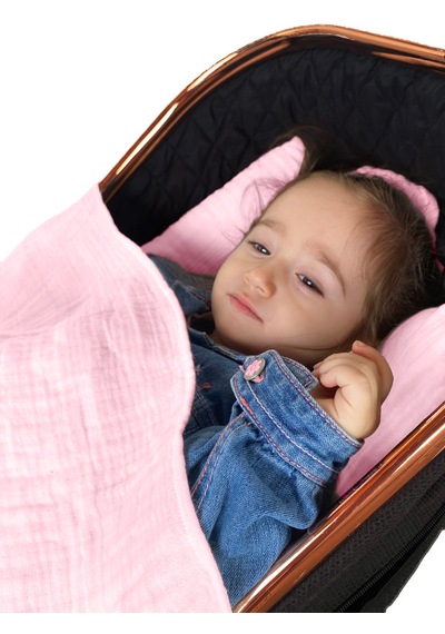 Joyous Mom Kids Bürümcük Müslin Bebek Çocuk Uyku Seti Puset Örtü Pembe