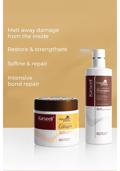 Maca Özü Onarıcı Repair Kolajen Saç Maskesi 500 Ml + Maca Özü Nemlendirici Şampuan 500 Ml Karsel - 725127557