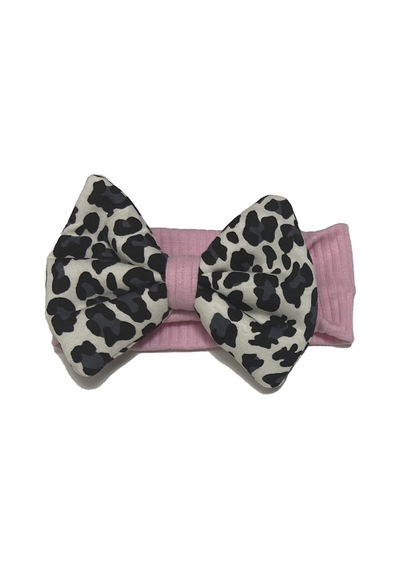 Leoparlı Kız Bebek Bandana Koyu Pembe