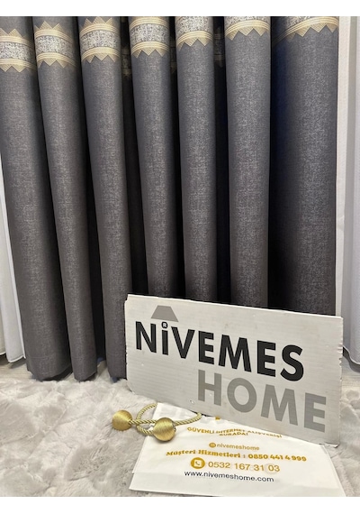 Nivemeshome Damla Ft614337 V-2504 Antrasit 1/3 Sık Pileli Fon Perde Apm Antrasit