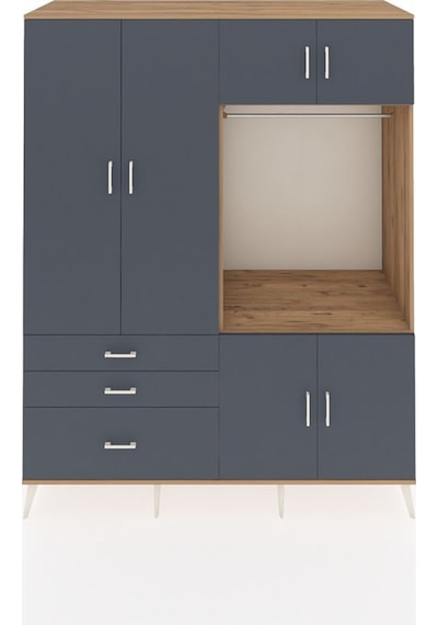 Kronos Gardrop 7 Raflı 3 Çekmeceli Tek Askılı 176x59x221 Çam-antrasit Antrasit Kronos Gardrop 7 Raflı 3 Çekmeceli Tek Askılı 176x59x221 Çam-antrasit Antrasit