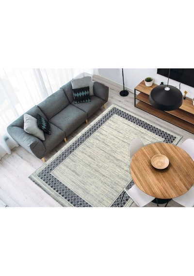 4212 Krem - Gri -mavi Akrilik Dokuma Halı Yumuşak Salon Oturma Odası Halısı