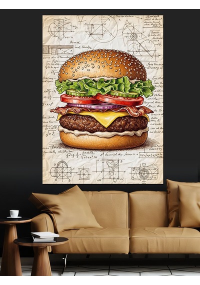 Ahşap Tablo Hamburger Yapımı Teknik Çizim