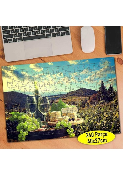 Toskana İtalya Üzüm Şarabı 240 Parça Puzzle Yapboz-101194488