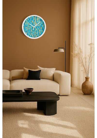 Modern Tasarım Duvar Saati - 25cm - Önü Camlı Beyaz Kasa - Sessiz Mekanizma-jh0347 Beyaz