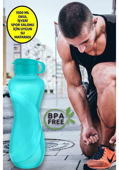 Waterfresh 1500 Ml Matara Okul Işyeri Spor Salonu Için Uygun & Su Şişesi & Suluk - Turkuaz