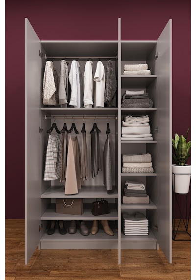 Asra Trend 3 Kapaklı Gardırop G-01 %100 MDF Geniş Hacimli Elbise Dolabı Kül Gri