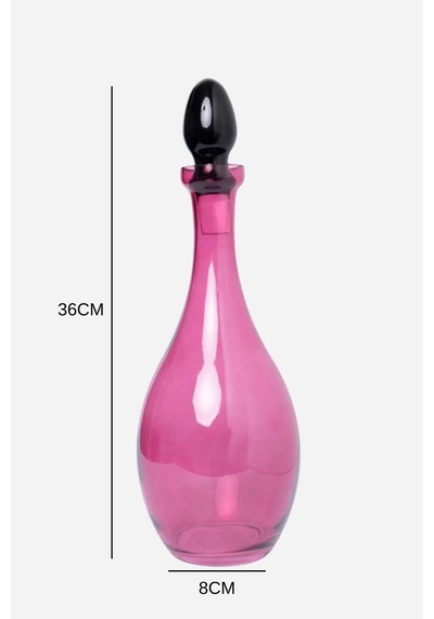 Pembe Cam Kapaklı Sürahi - Pembe Renk Modern Tasarım Damla Karaf