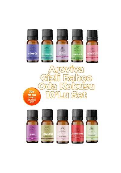 Gizli Bahçe Esansiyel Uçucu Koku Yağı Buhurdanlık Yağı Difüzör Esansı 10'lu Set 10x10ml Karışık