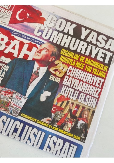 29 Ekim 2023 Sabah Gazetesi - Cumhuriyetin İlanı 100. Yıl Gazetesi  Teşhir Ürün